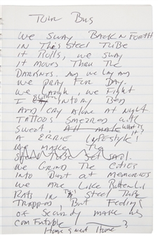 Nikki Sixx Handwritten Tour Diary With Handwritten Lyrics, Poems & Notes